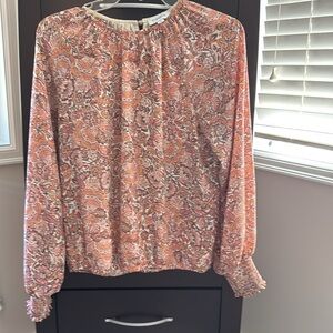 Evereve Pink Cuffed Sleeve Relaxed Blouse